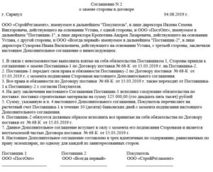 Образец договора замена стороны в кредитном договоре