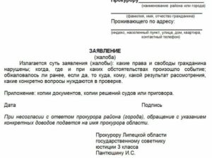 Образец письменного заявления в природоохранную прокуратуру нижний тагил