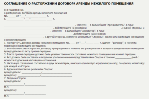Заявки доп соглашения на расторжение договора аренды