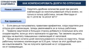 Как округлить дни отпускных при увольнении 21 33