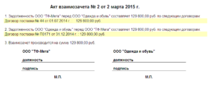 Взаимозачет между 3 организациями образец